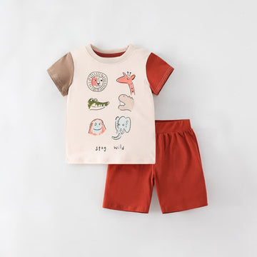STAY WILD Toddler Boy Animal Tee and Shorts Set