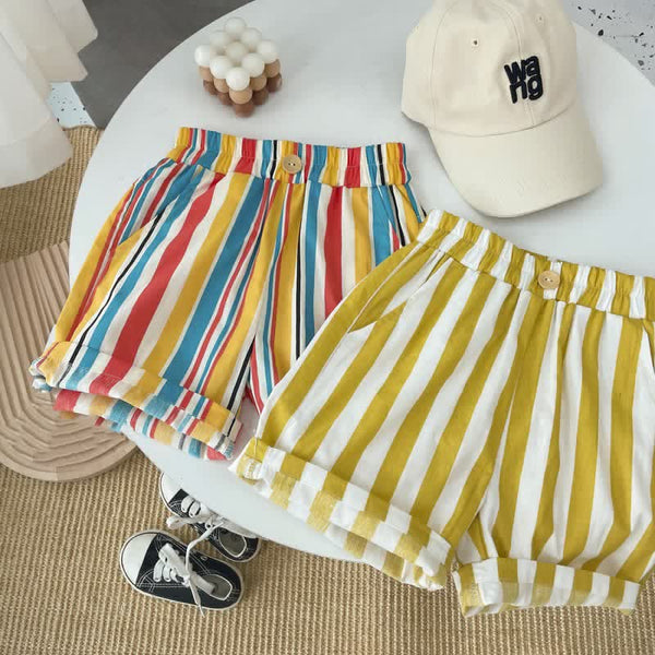 Toddler Boy Rainbow Striped Casual Shorts