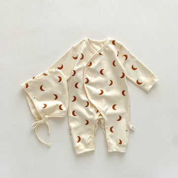 Baby Newborn Moon Romper with Bonnet