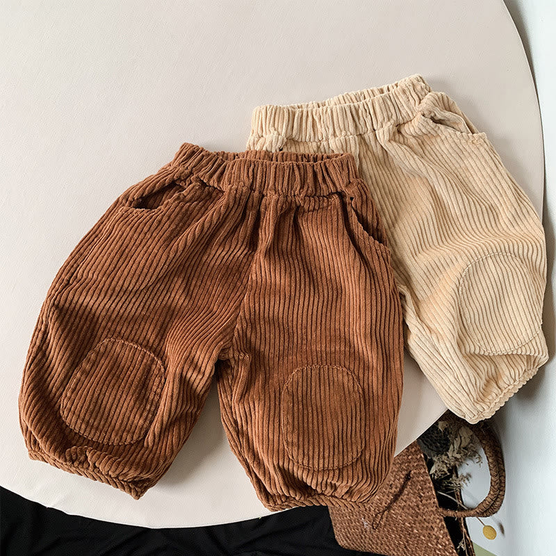 Toddler Solid Color Corduroy Loose Pants