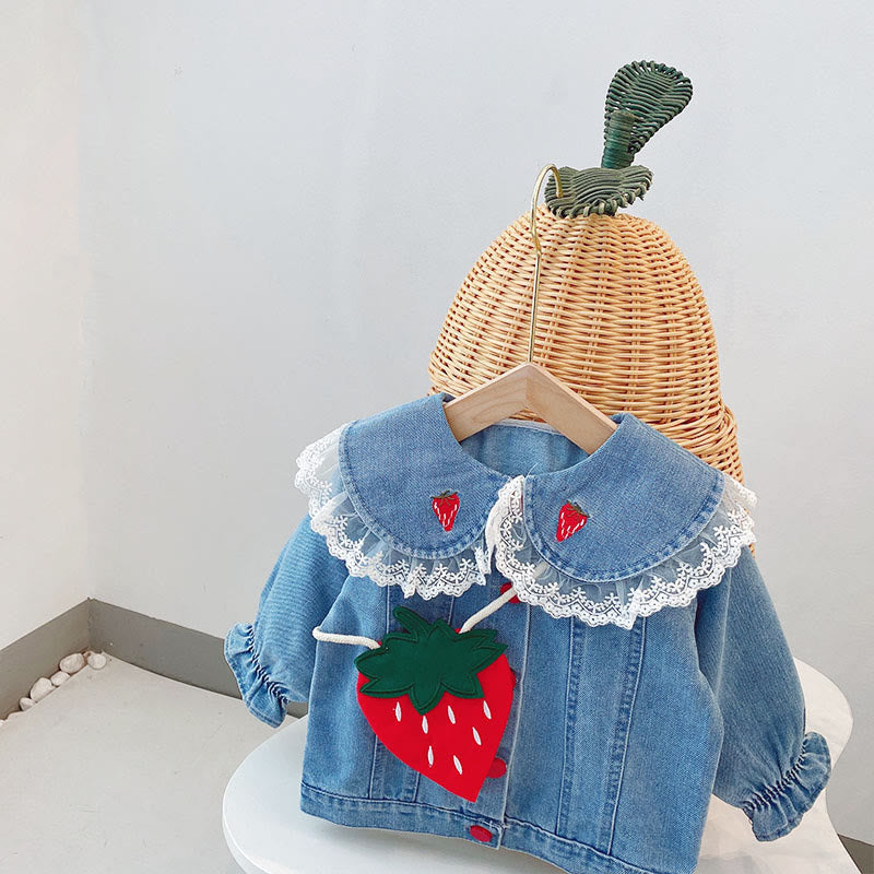 Toddler Girl Strawberry Denim Jacket