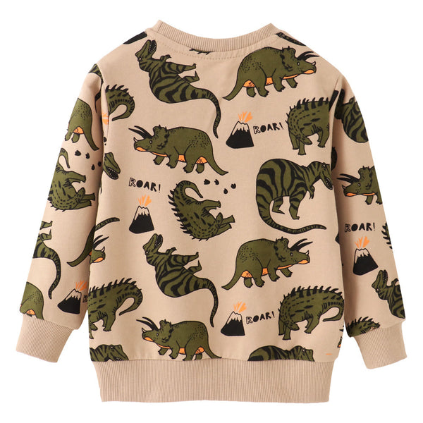 ROAR! Toddler Cartoon Volcano Dinosaur Casual Sweatshirt