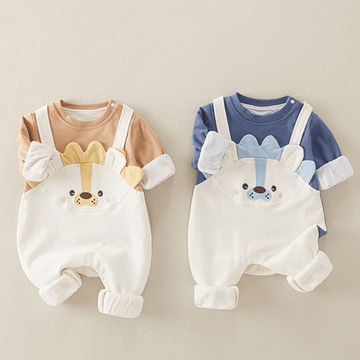 Baby Cartoon Lion Fake 2 Pieces Romper