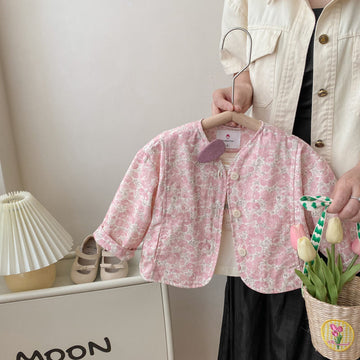Toddler Girl Pink Flower Cardigan