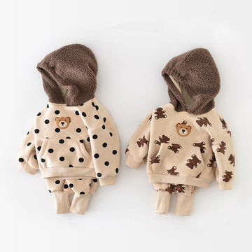 Baby Bear Dots Hooded Fleece 2 Pieces Set
