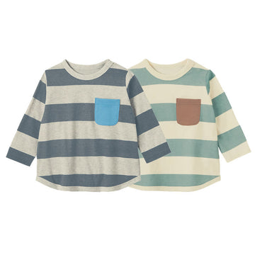 Toddler Round Neck Wide Striped T-shirt