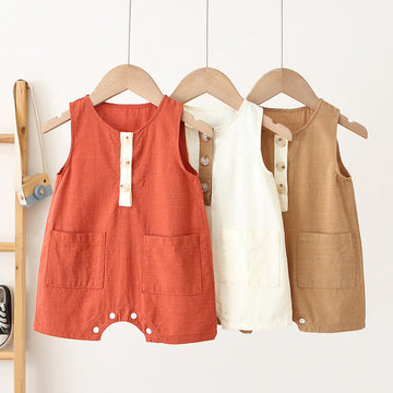 Baby Color Block Cargo Sleeveless Overalls