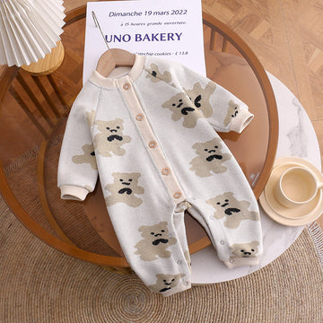 Baby Knitted Bear Doll Button Romper