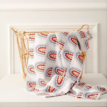 Rainbow Heart Muslin Baby Swaddle Blanket