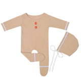 Newborn Photography Gingerbread Man Romper with Hat