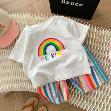 BE KIND Baby Toddler Rainbow Shirt and Pants Set