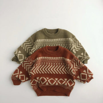 Toddler Design Jacquard Retro Style Knitted Sweater