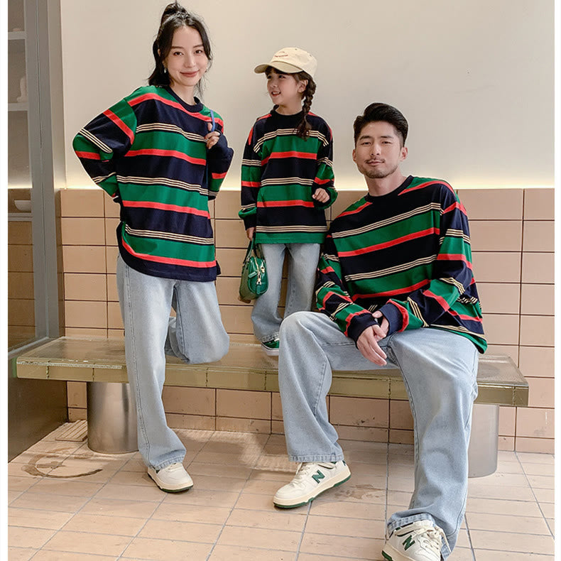 Family Matching Colorful Striped Side T-shirt