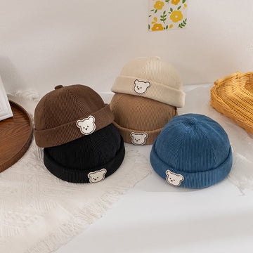 Baby Patch Cartoon Bear Lovely Corduroy Cap