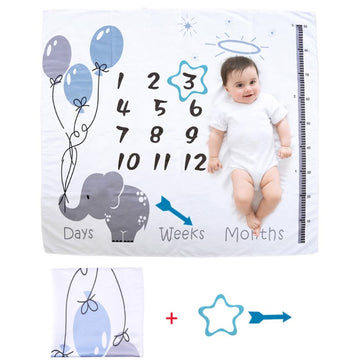 Baby Elephant Monthly Growth Milestone Blanket