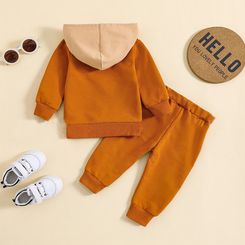 Baby Color Block Hooded Sweatsuit 2 Pieces Set