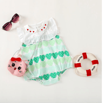 Baby Heart Peter Pan Collar Sleeveless Bodysuit