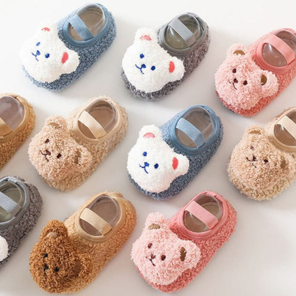 Non-Slip Baby Sock Shoes - Fuzzy Bear