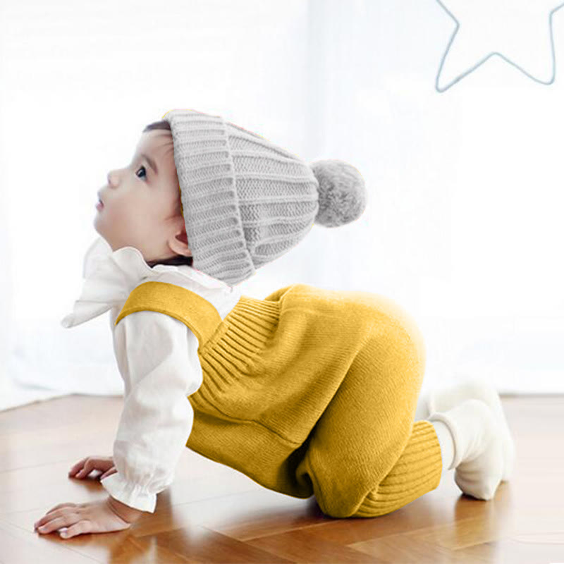 Baby Knitted Solid Color Overalls