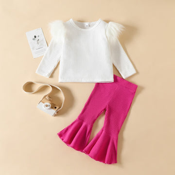 Baby Ribbed Shirt and Flared Pants Set