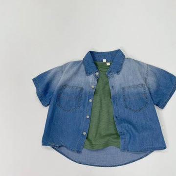 Toddler Boy Denim Pocket Polo Collar Shirt