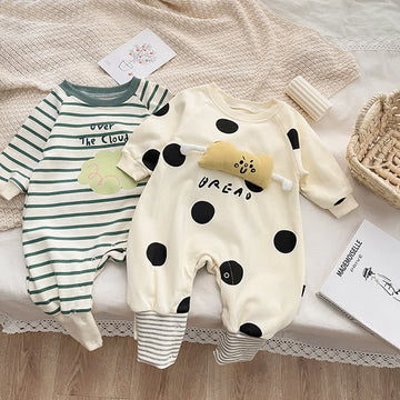 Baby Striped Dot Crew Neck Romper