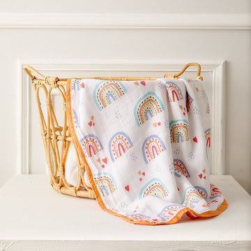 Rainbow Bamboo Muslin Baby Blanket