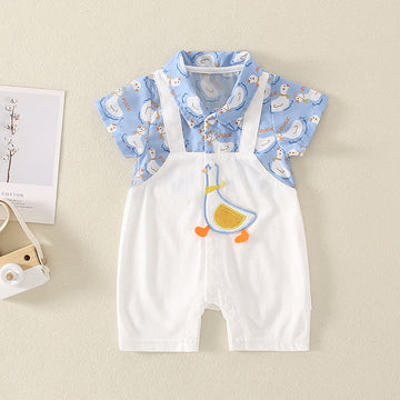 DUCK Baby Polo Collar Splicing Romper