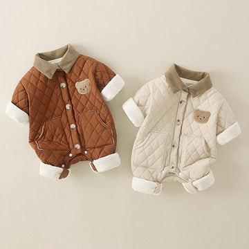 Baby Bear Quilted Polo Romper