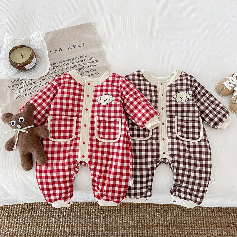 Baby Quilted Dog Patch Plaid Romper