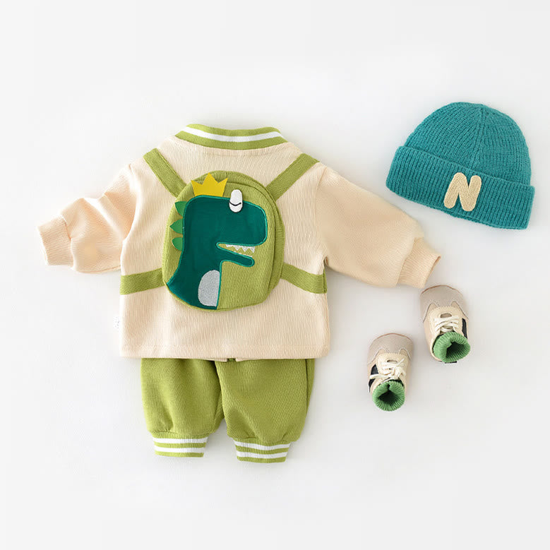 DINOSAUR Baby Casual Slogan Zipper Green Coat Pants