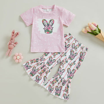 Toddler Girls Bunny Tee and Flared Pants Set