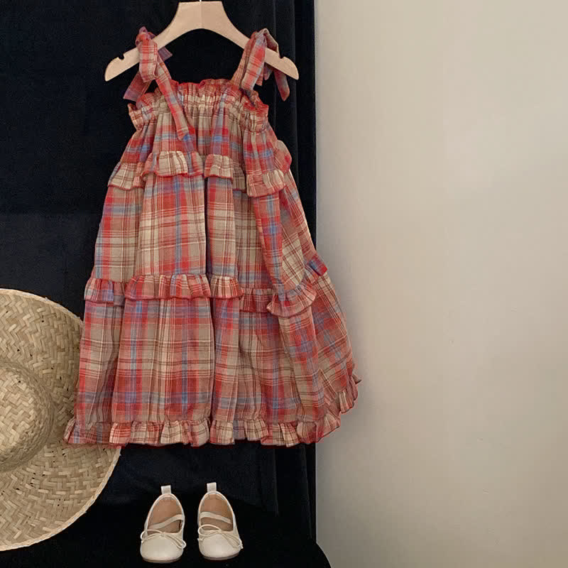 Toddler Girl Plaid Camisole Dress Camisole Top and Short