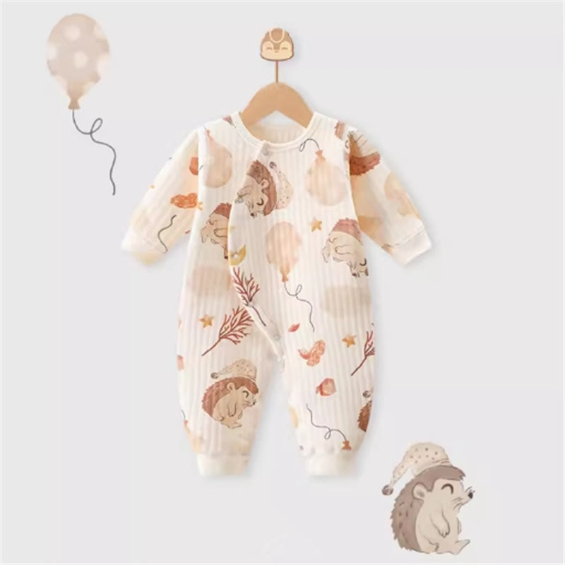 Baby Pine Cone Hedgehog Quilted Romper