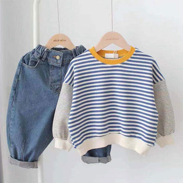 Toddler Boy Striped Crew Neck Sweatshirt