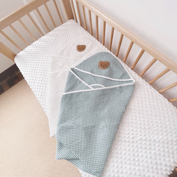 Baby Embroidered Bear Newborn Wrap Blanket