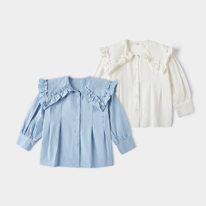 Toddler Girl Solid Color Lapels Shirt
