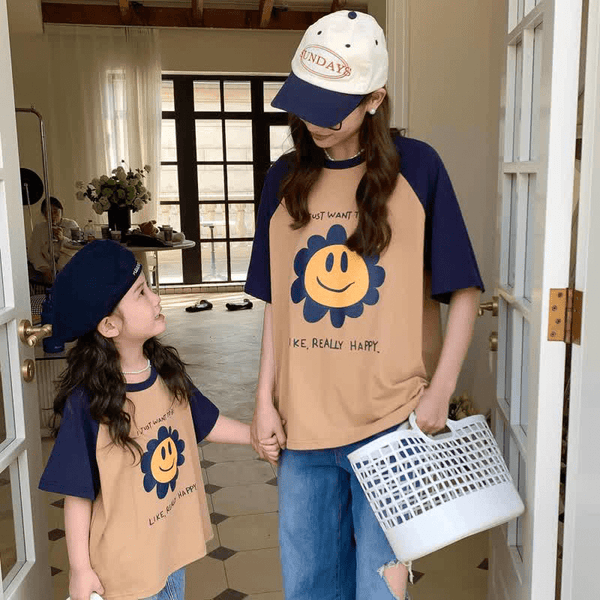 TO BE HAPPY Mommy and Me Smiley Sunflower Tee
