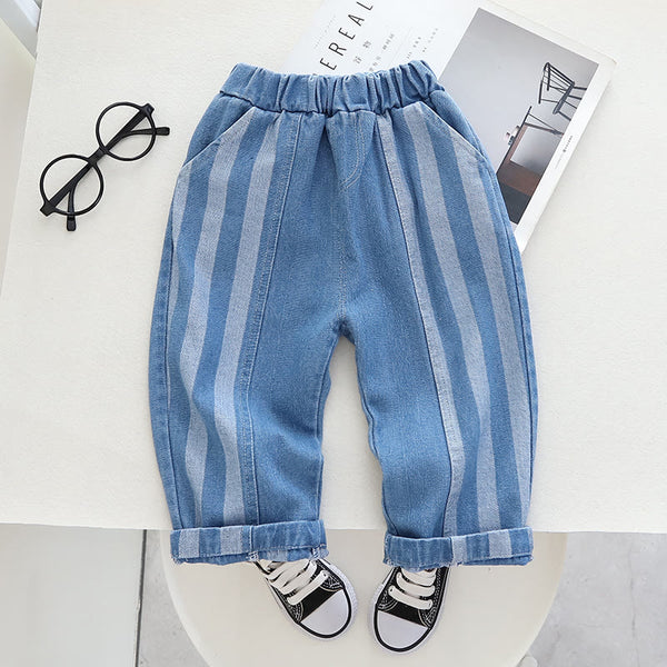 Toddler Denim Vertical Striped Blue Pants