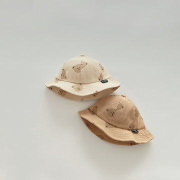 Baby Lovely Cartoon Bear Head Corduroy Bucket Hat