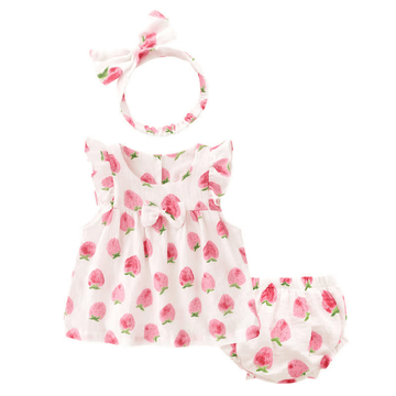 Baby Strawberry Blouse Bloomer and Headband Set
