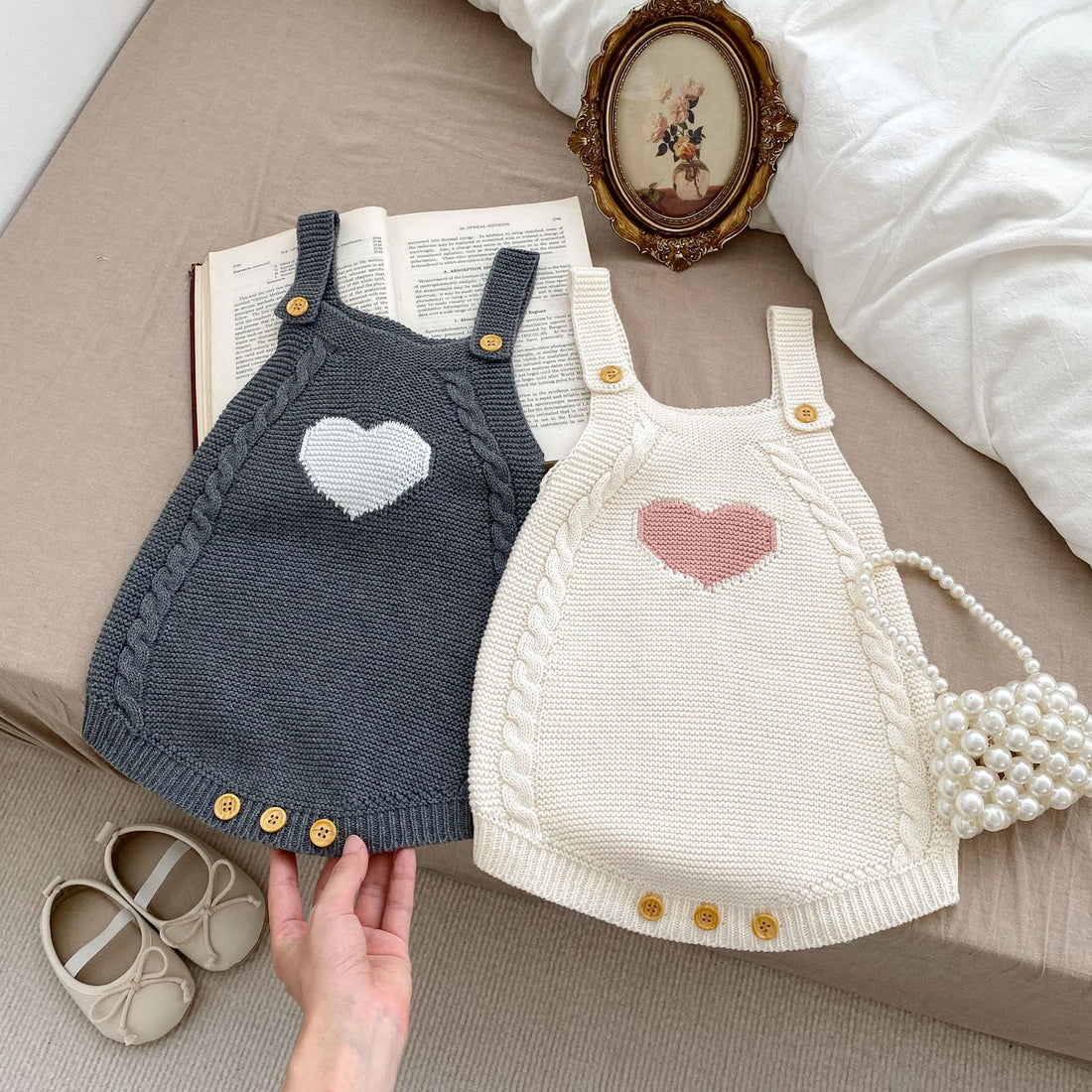 Baby Knitted Heart Sleeveless Bodysuit