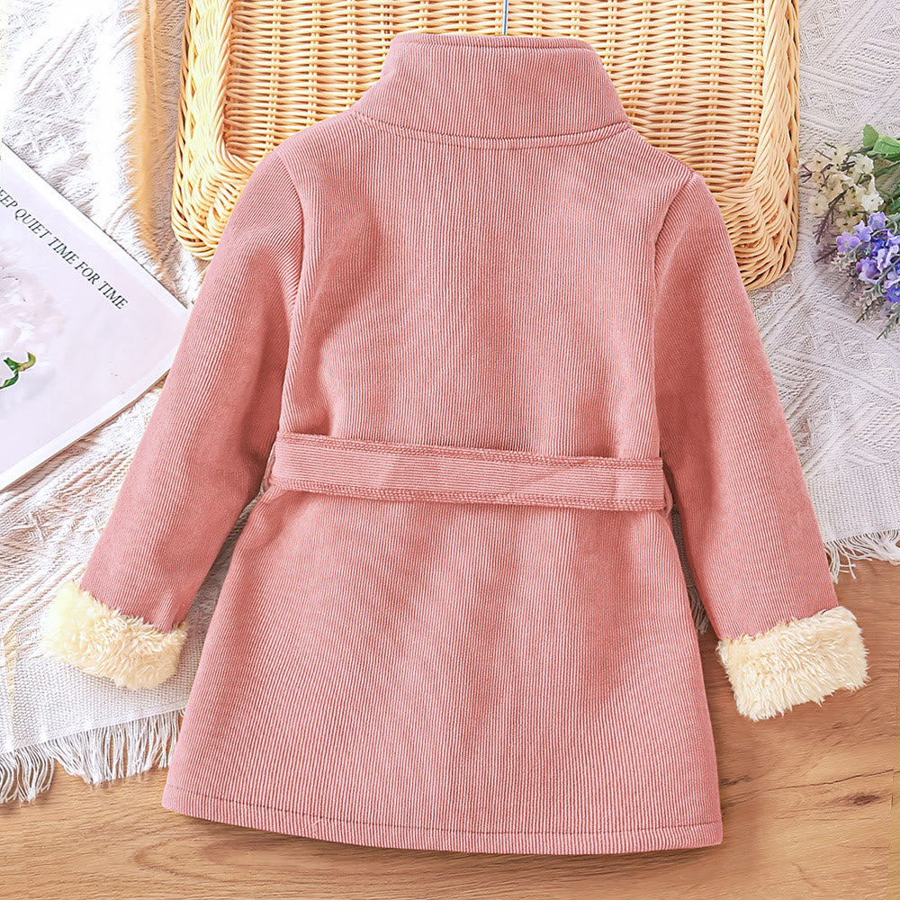 Toddler Girl Solid Color Stand Collar Coat