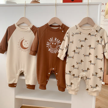 Baby Animal Moon Smile Slogan Romper