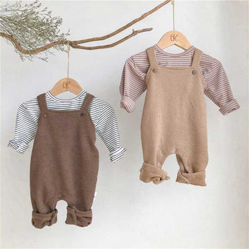 Baby Striped Shirt and Suspender Set