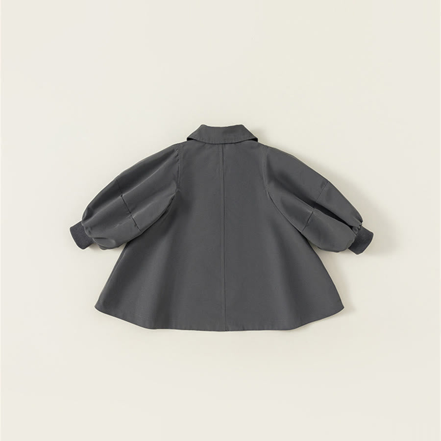 Toddler Girl Lapels Puff Sleeves Simple Coat