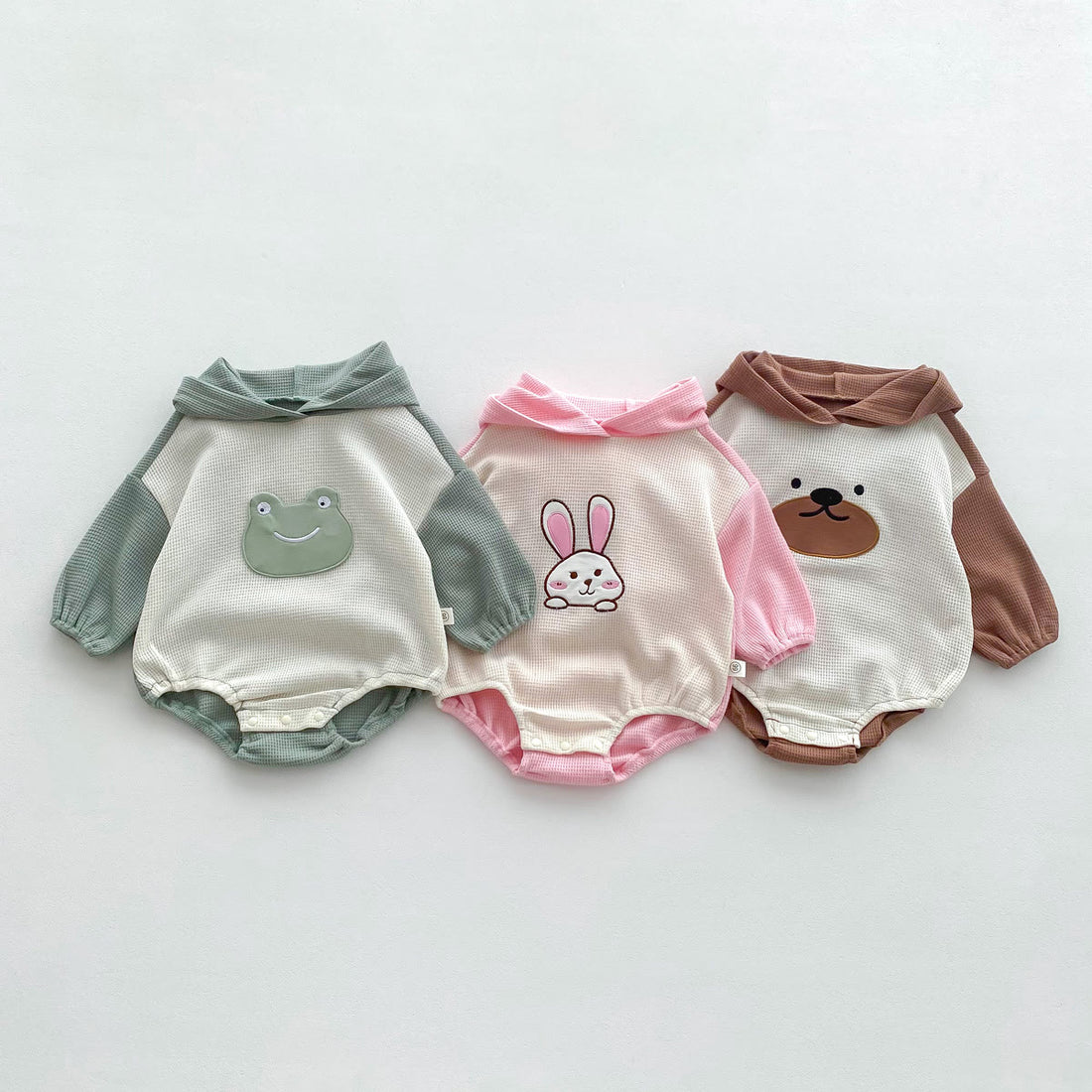 Baby Animal Waffle Hooded Bodysuit