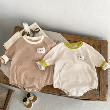 Baby Animal Doll Waffle Bodysuit
