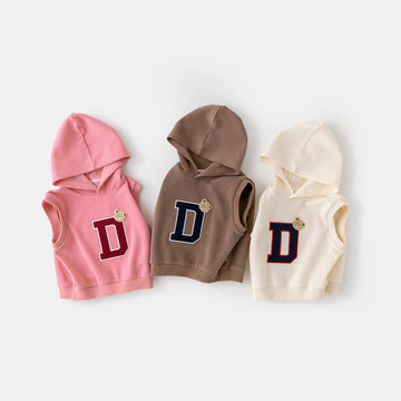 D Toddler Letter Cartoon Bear Hooded Vest