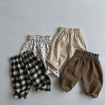 Baby Toddler Dot Plaid High Waist Pants